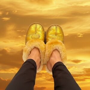 Metallic Gold Ugg Slippers Custom Designed